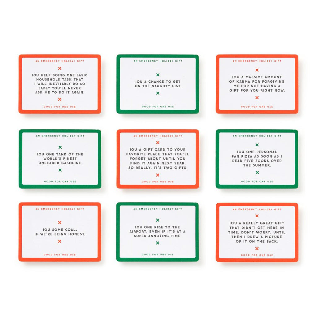 Emergency Holiday IOU Card Set