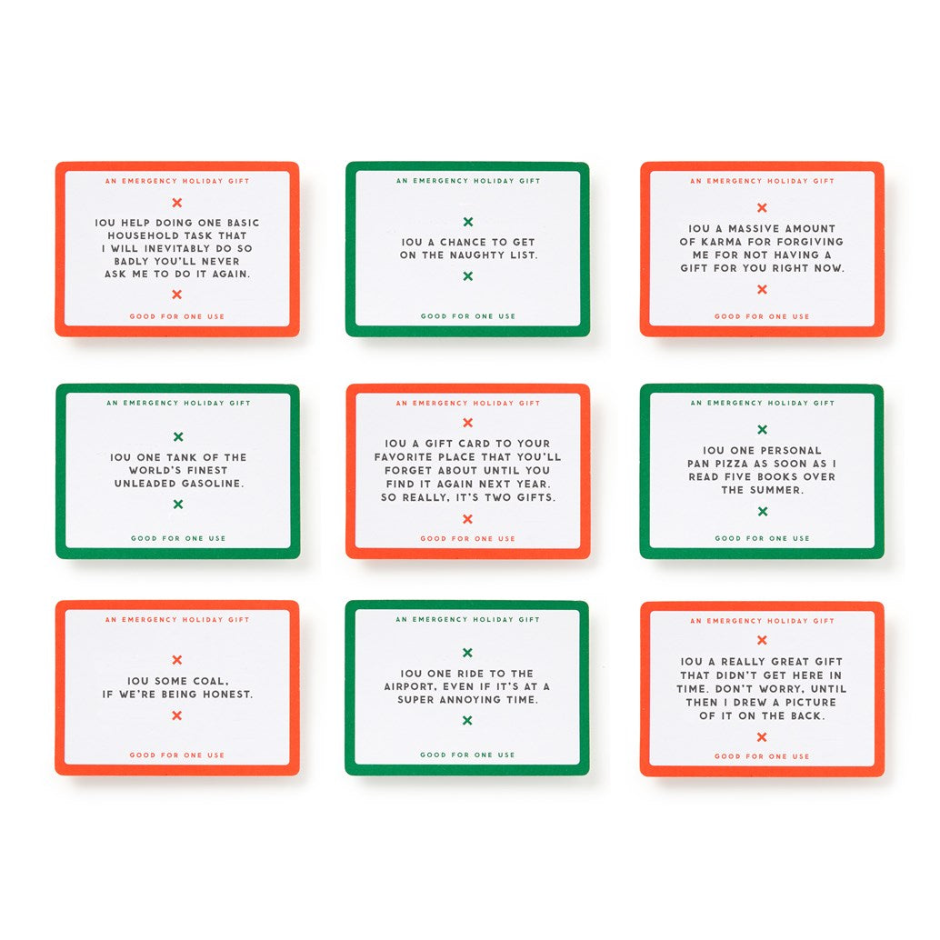 Emergency Holiday IOU Card Set