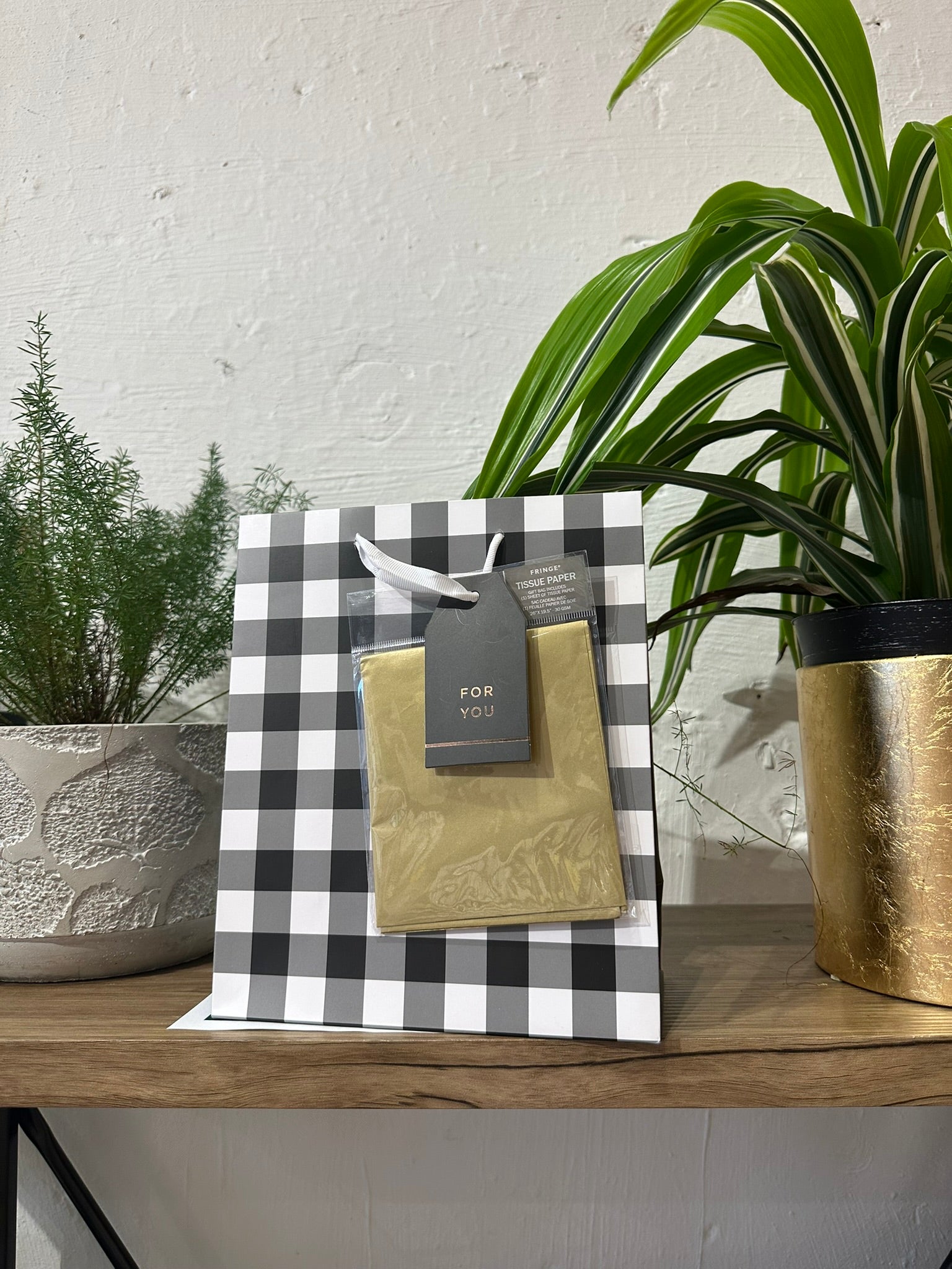 Black Gingham Gift Bag
