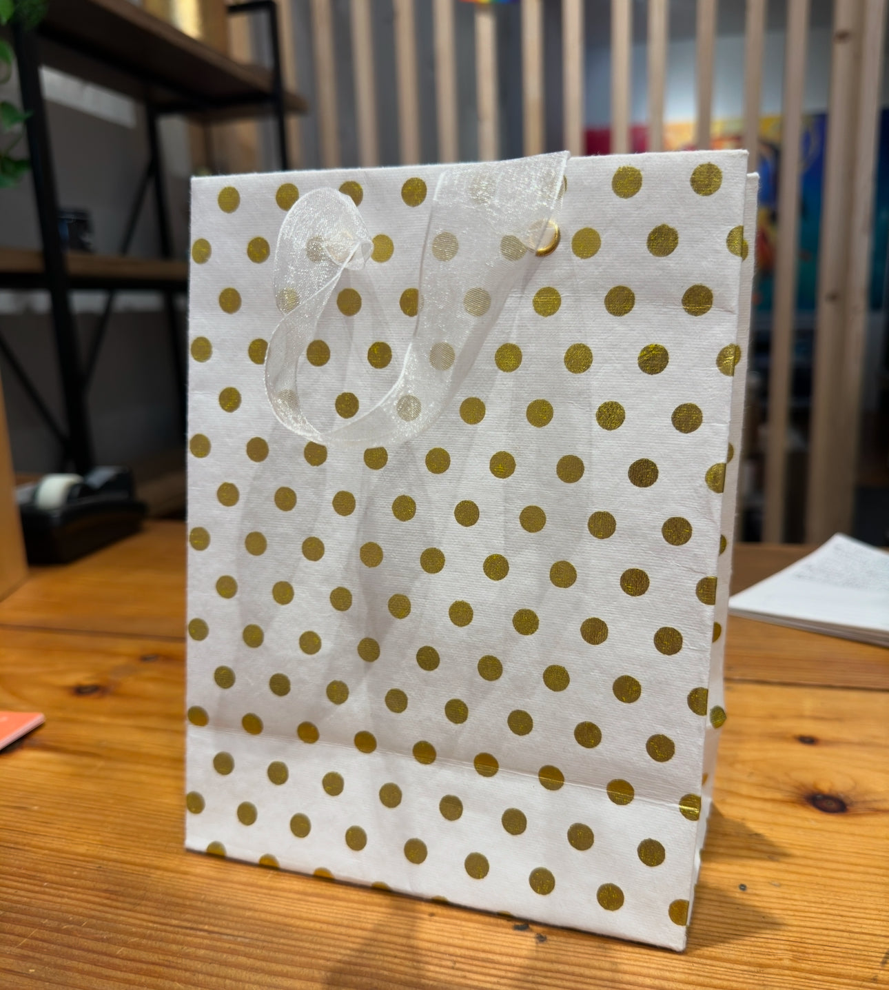 Gold Polka Dot Gift Bag