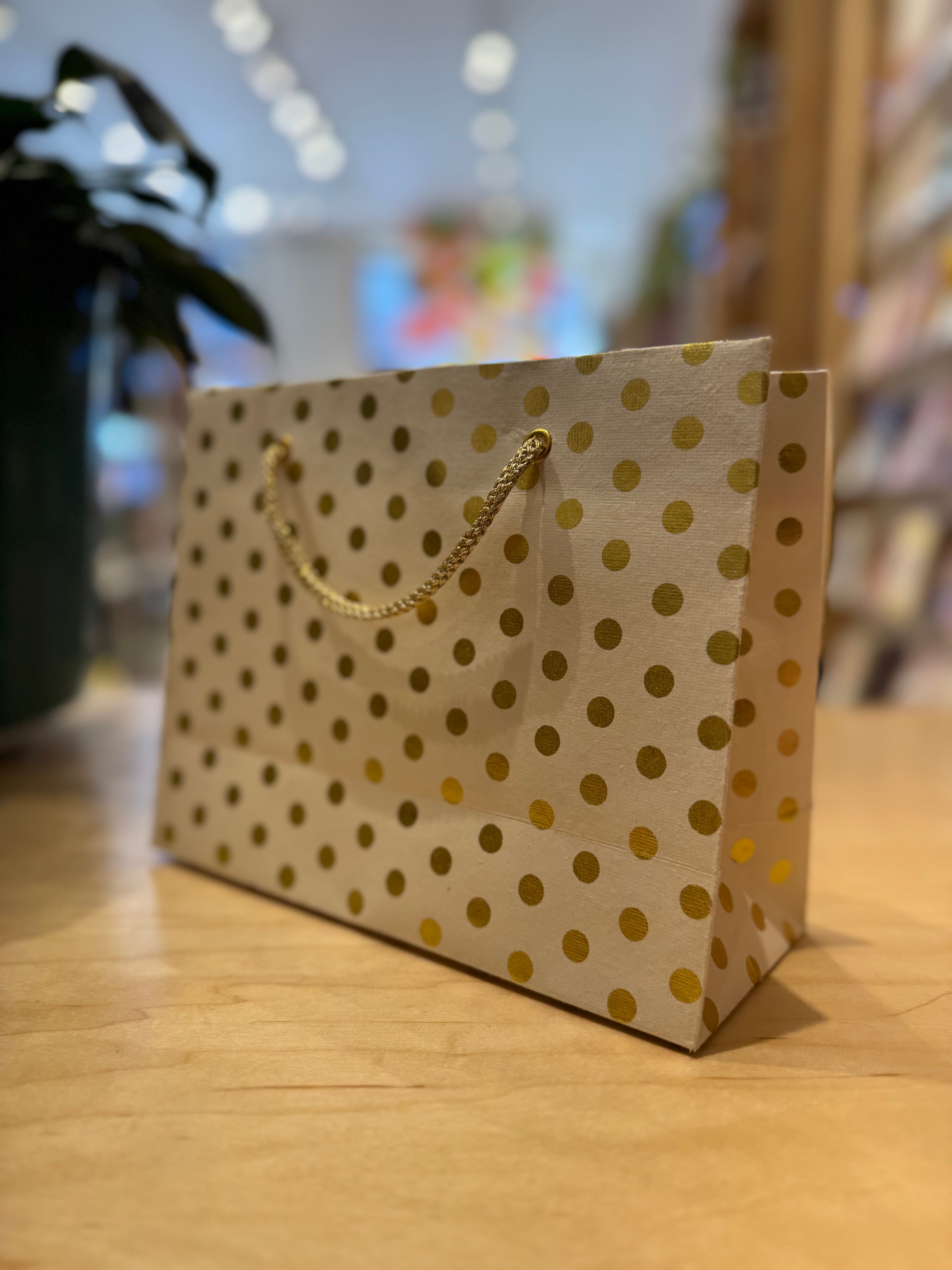 Small Gold Dotted Gift Bag