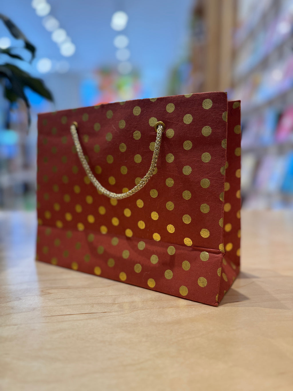 Small Gold Dotted Gift Bag