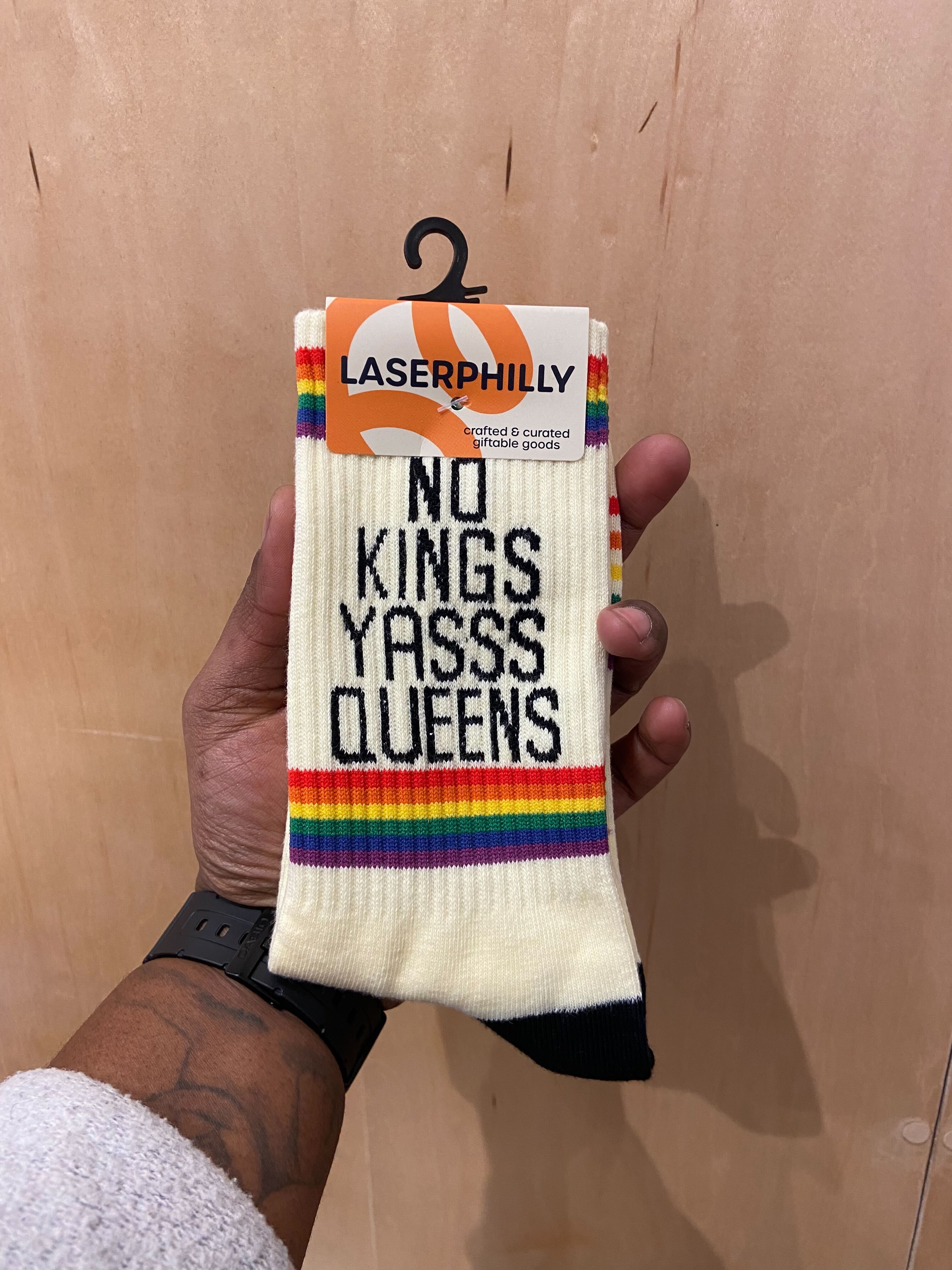 Laser Philly No Kings Yasss Queens Socks