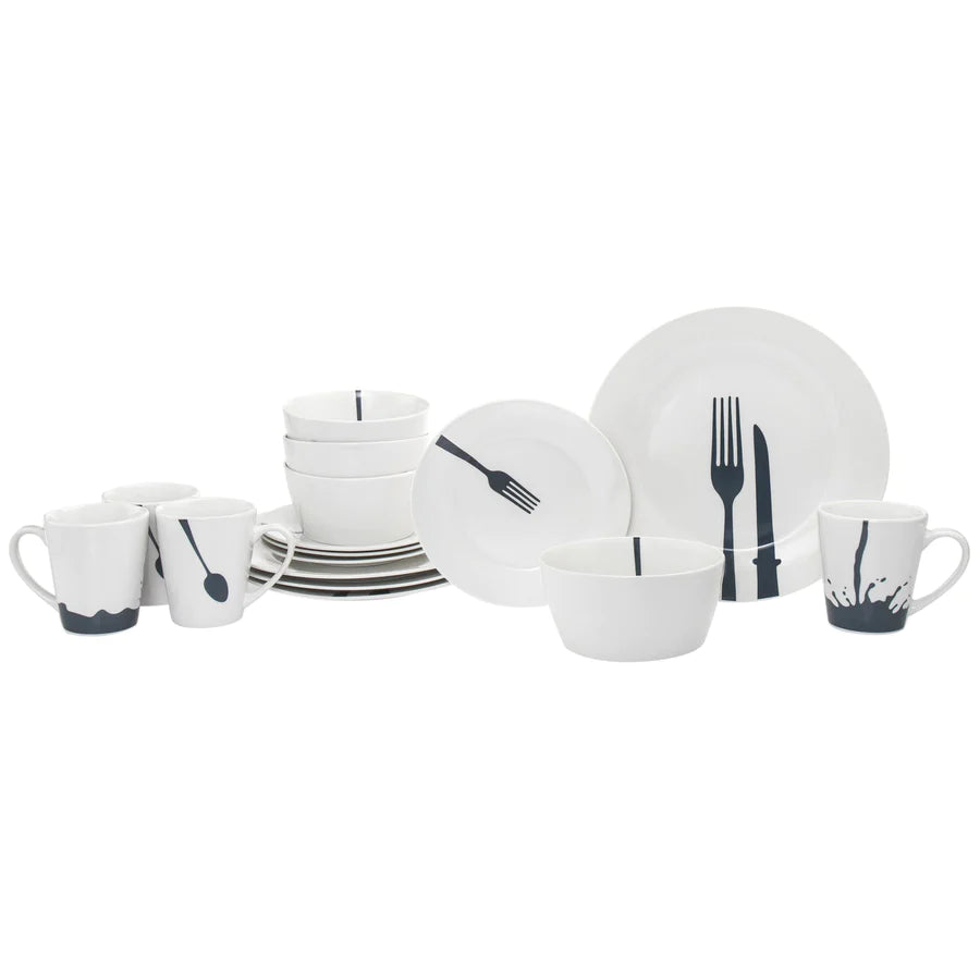 16pc Acme Diner Dinnerware - Service for Four: China - Porcelain - Stoneware