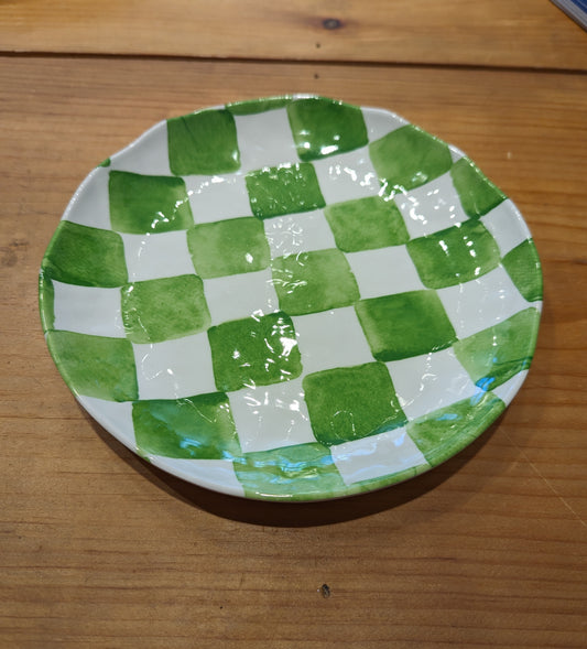 Small Checkered Melamine Plates - Set of 4