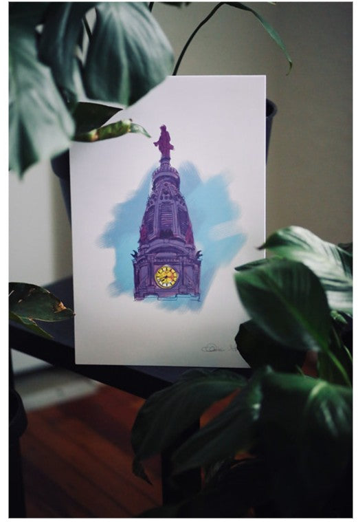Billy Penn in Purple Print (12x18)