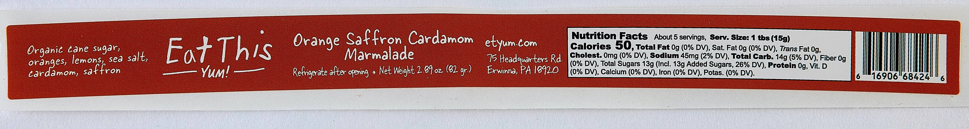 Orange Saffron Cardamom Marmalade : 7 OZ