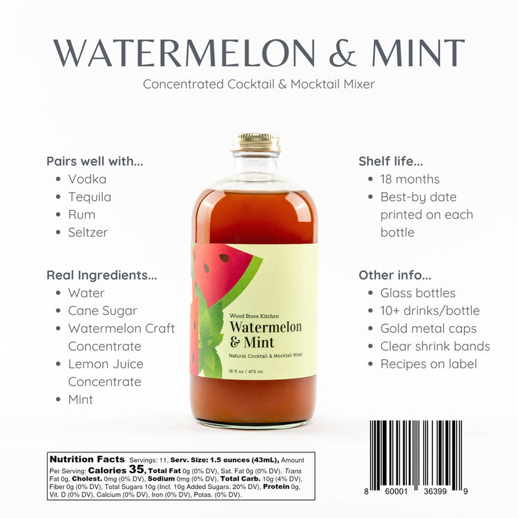 Watermelon & Mint Cocktail and Mocktail Mixer, 16 fl oz