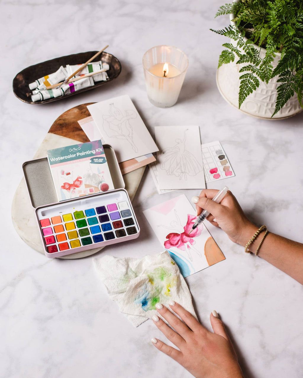 Tropical Florals watercolor painting kit