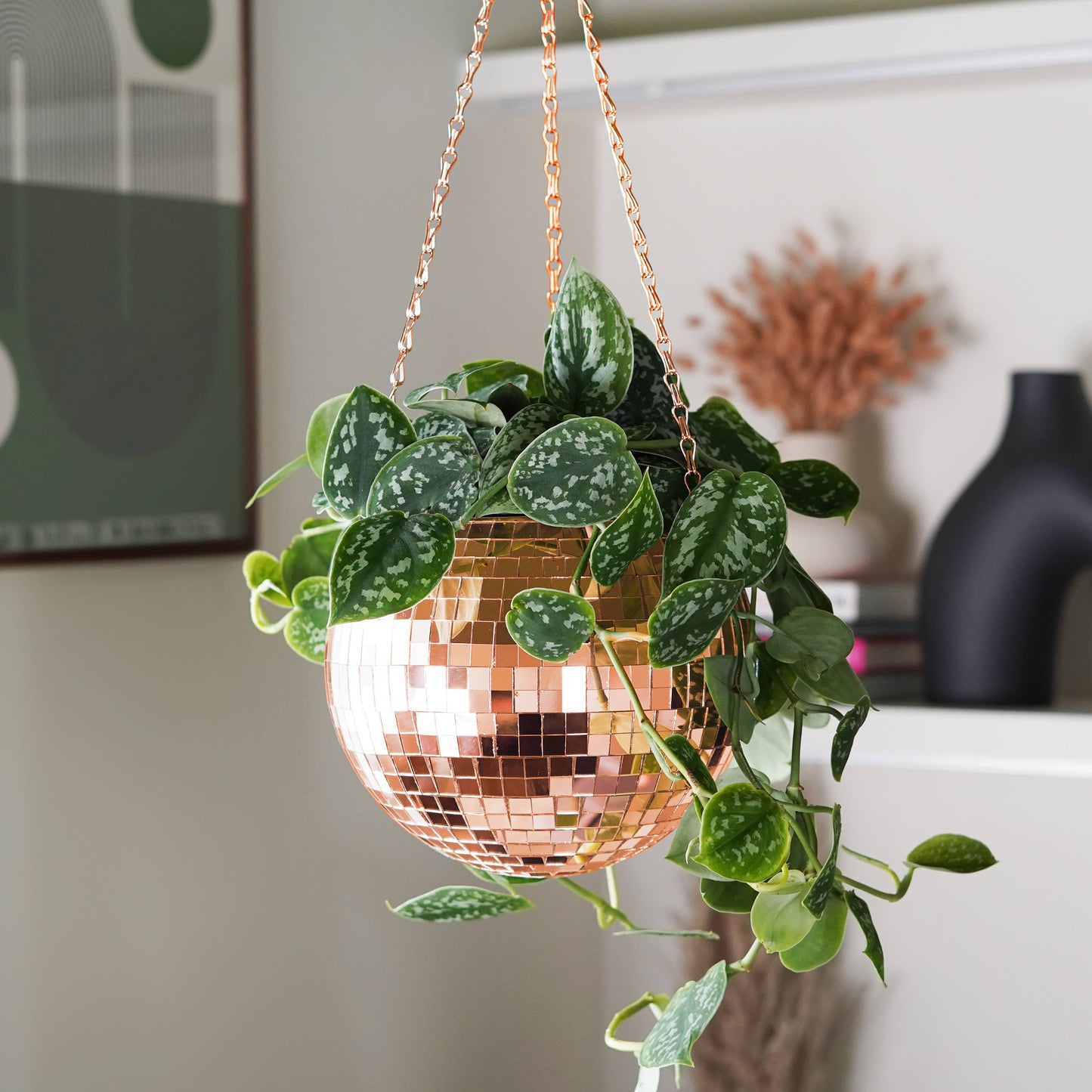 Disco Ball Hanging Planter - Rose Gold