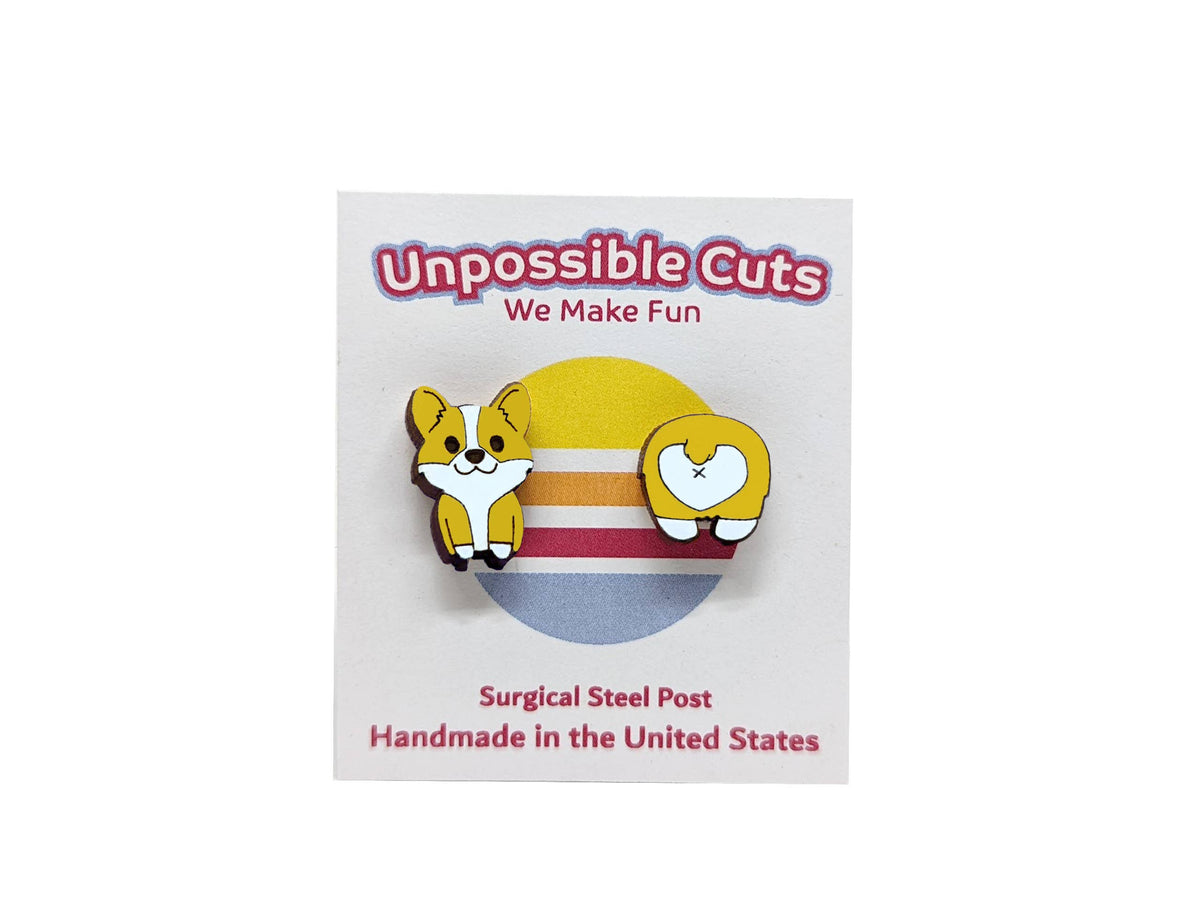 Corgi Butt Stud Wood Earrings
