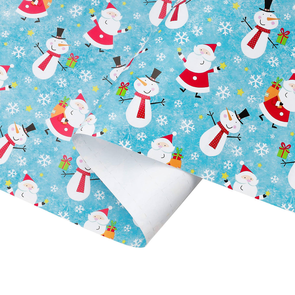 Happy Snowman and Santa 30" x 10' Holiday Wrapping Paper