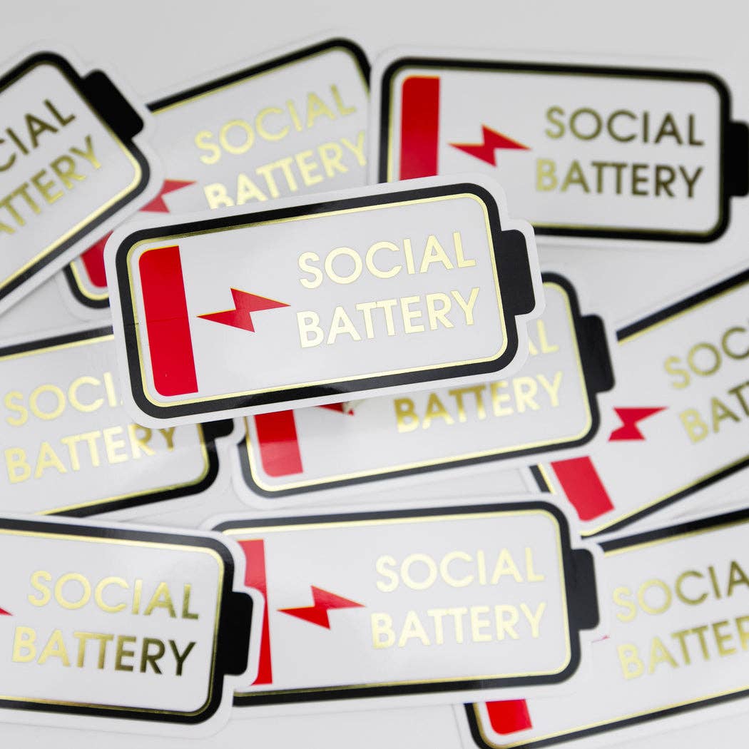 Social Battery - Low Battery - Funny Vinyl Sticker