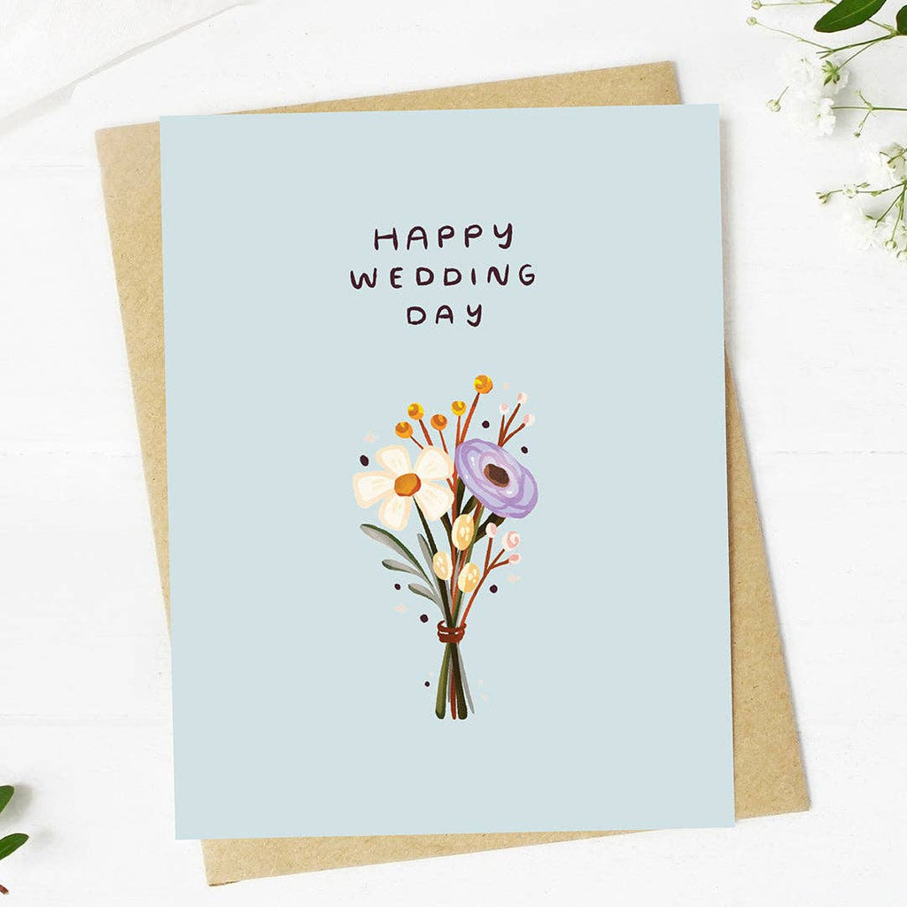 "Happy wedding day" Wedding Cute Bouquet Card