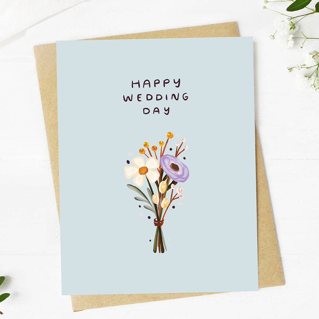 "Happy wedding day" Wedding Cute Bouquet Card