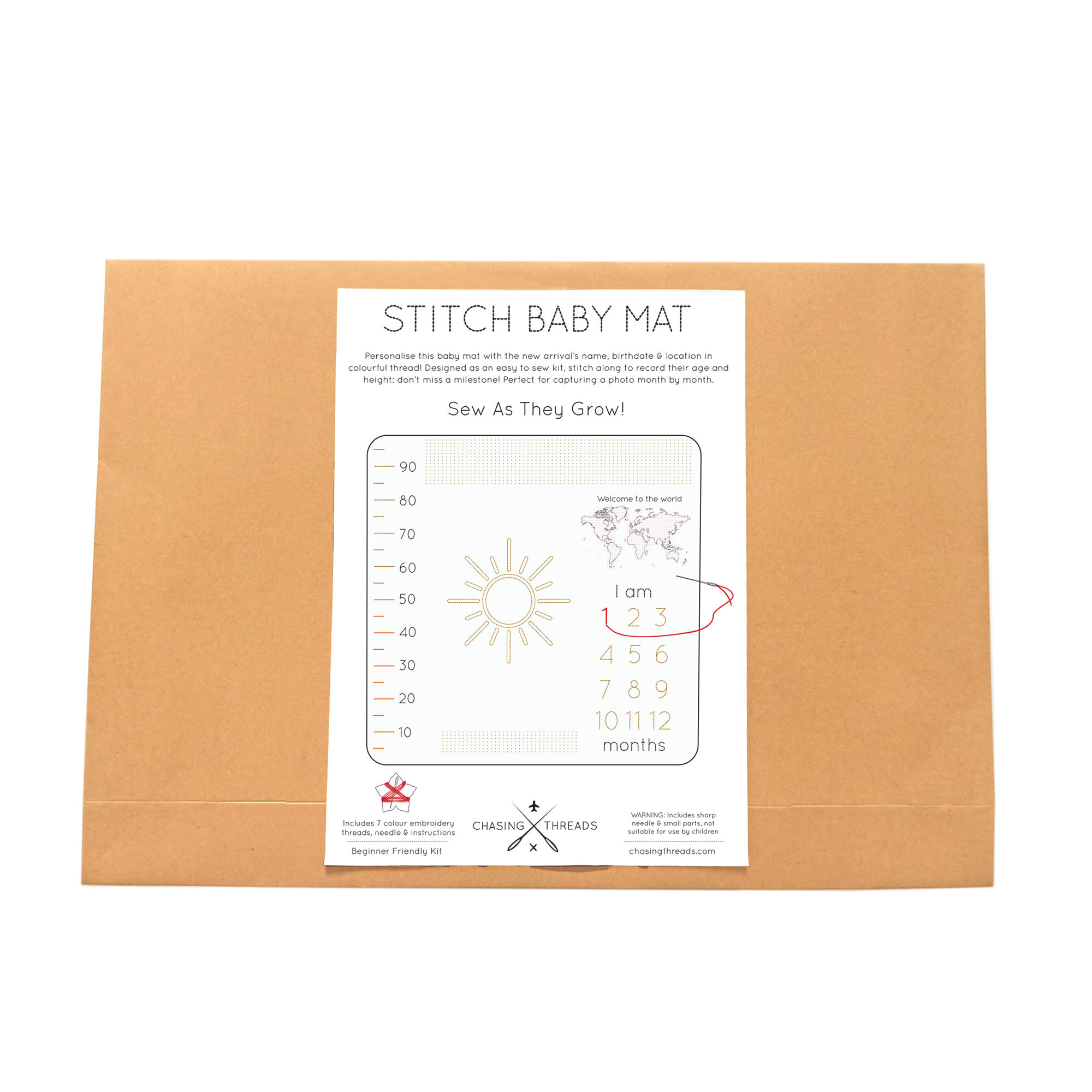 'Sew As They Grow' New Baby Mat Embroidery Kit