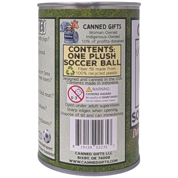 Canned Soccer Ball | Plush Sports Gift in Can w/Jokes