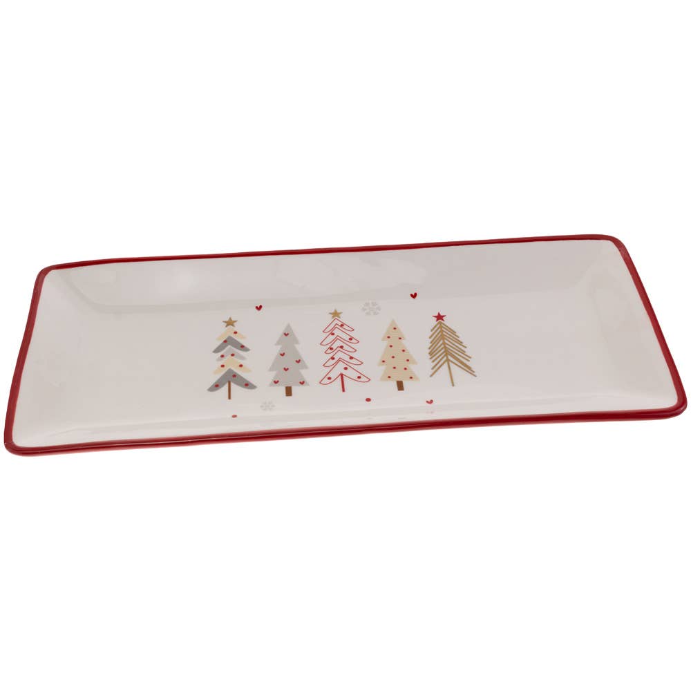 Festive Christmas Trees Rectangle Plate Christmas