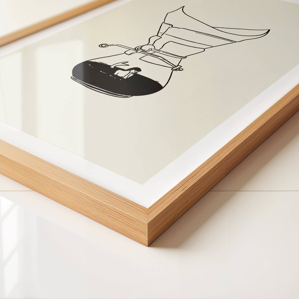 Pour Over Coffee & Mermaid Minimal Art Print: 8x10