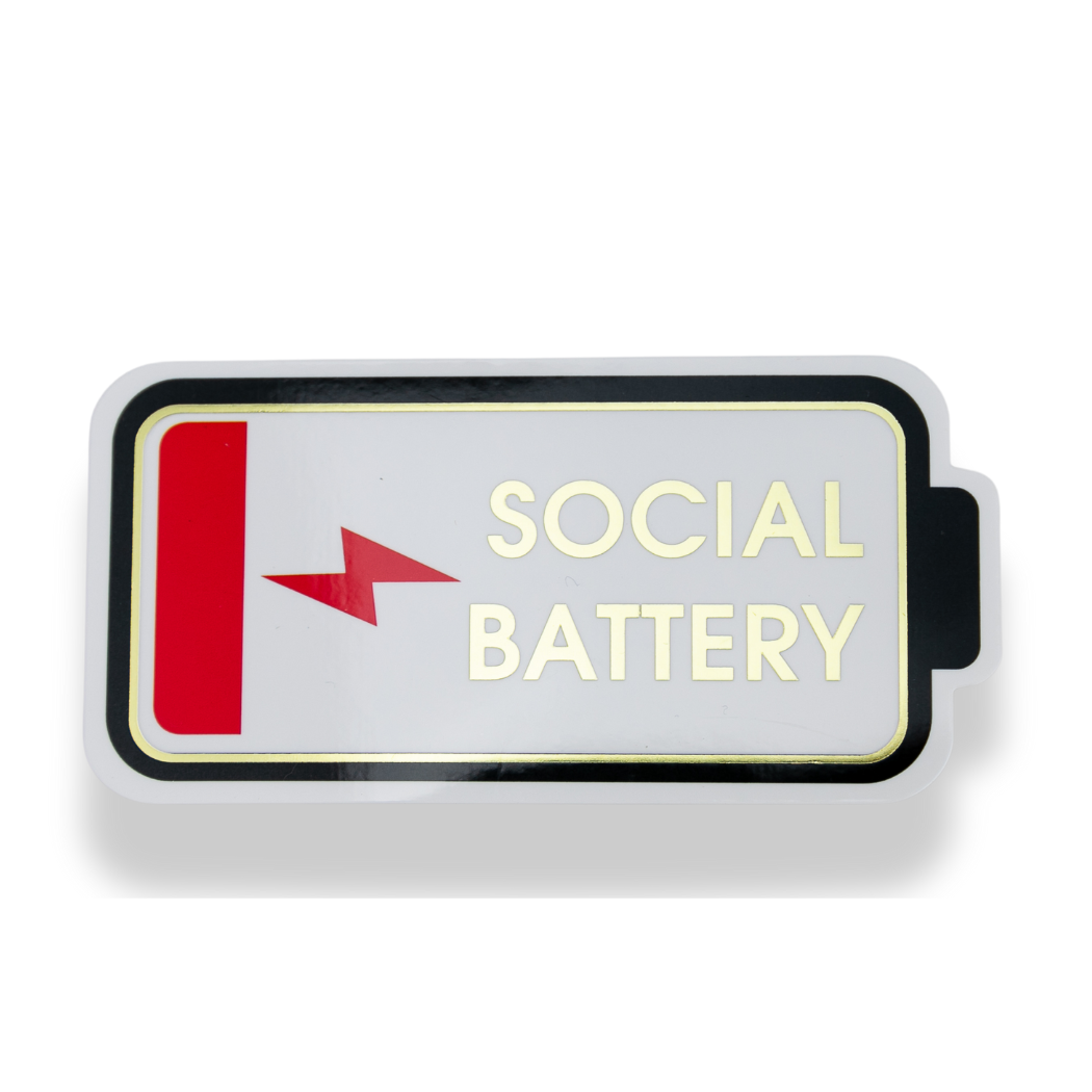Social Battery - Low Battery - Funny Vinyl Sticker