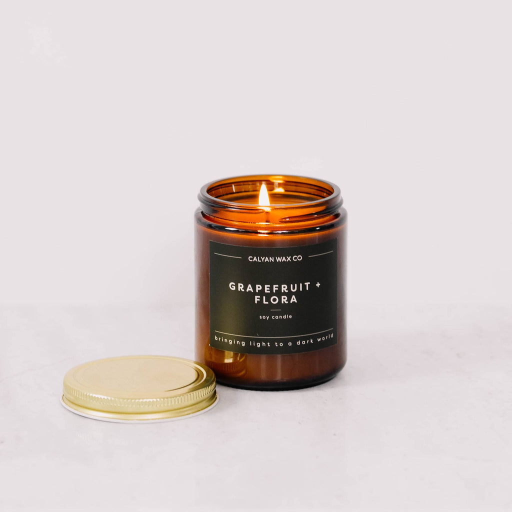Grapefruit + Flora - Amber Jar Soy Candle