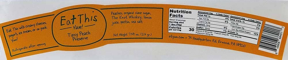 Tipsy Peach Preserve : 7 OZ