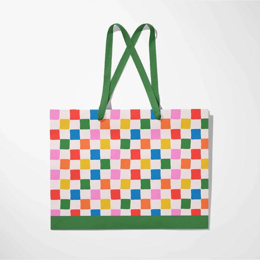 Checkered Colorful Gift Paper Bag Premium |  Medium 8x10