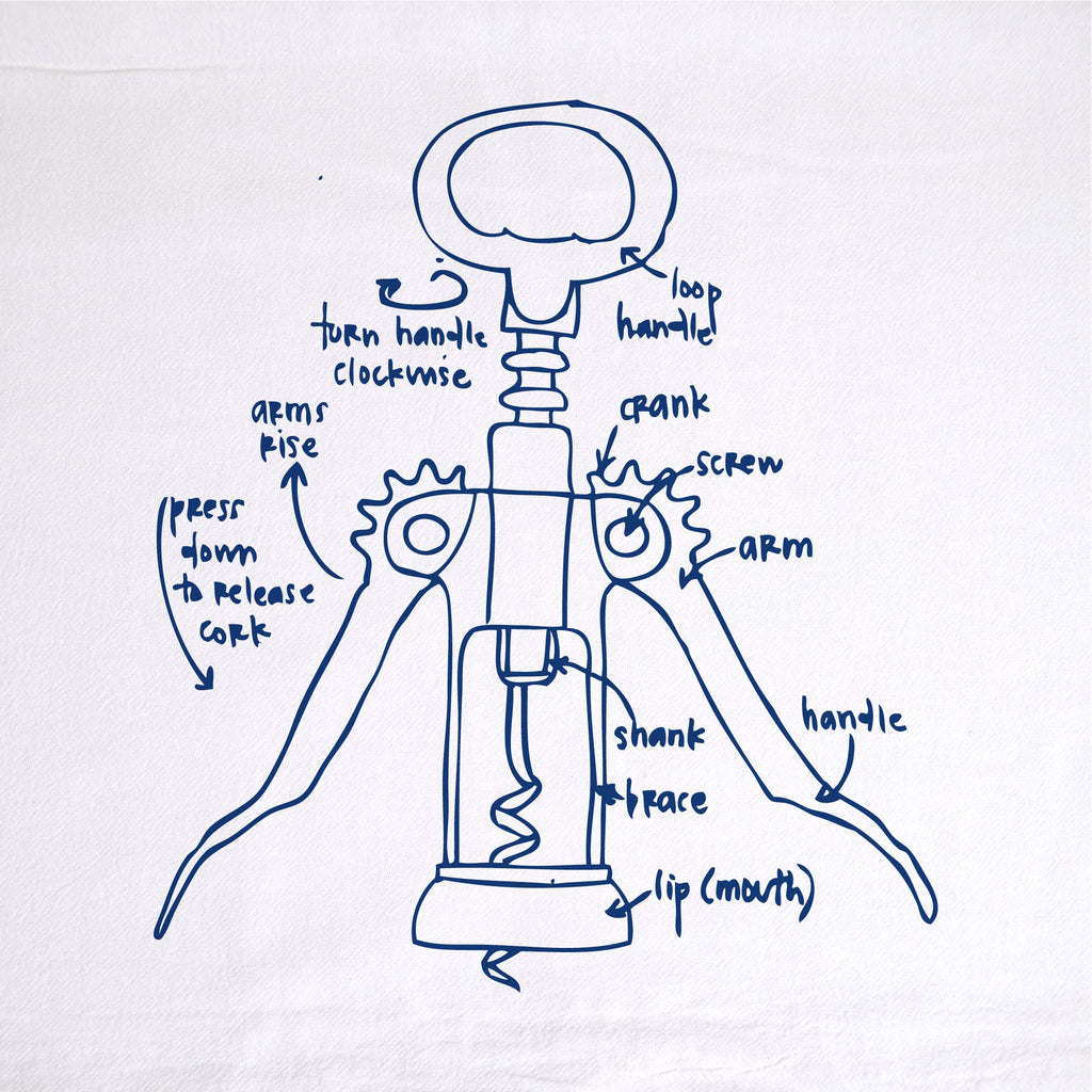 Wine Corkscrew Tea Towel