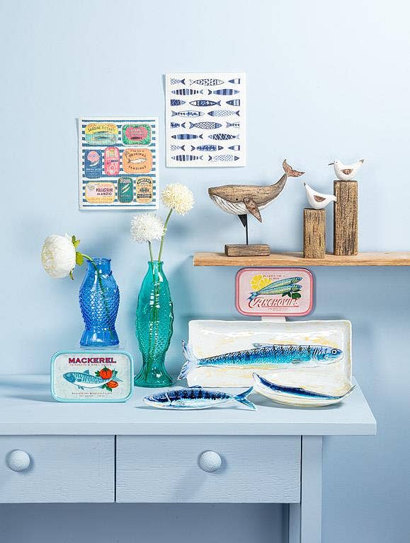 Blue Sardine Rectangle Plate