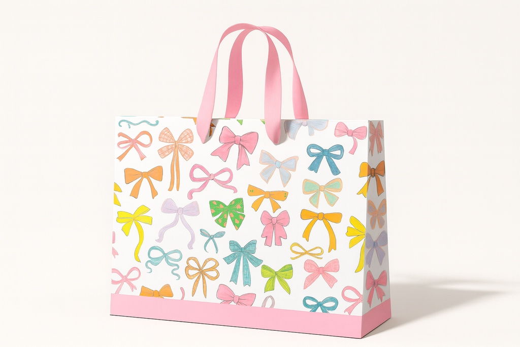 Bow Coquette Colorful Paper Bag Gift Bag: Medium 8x10