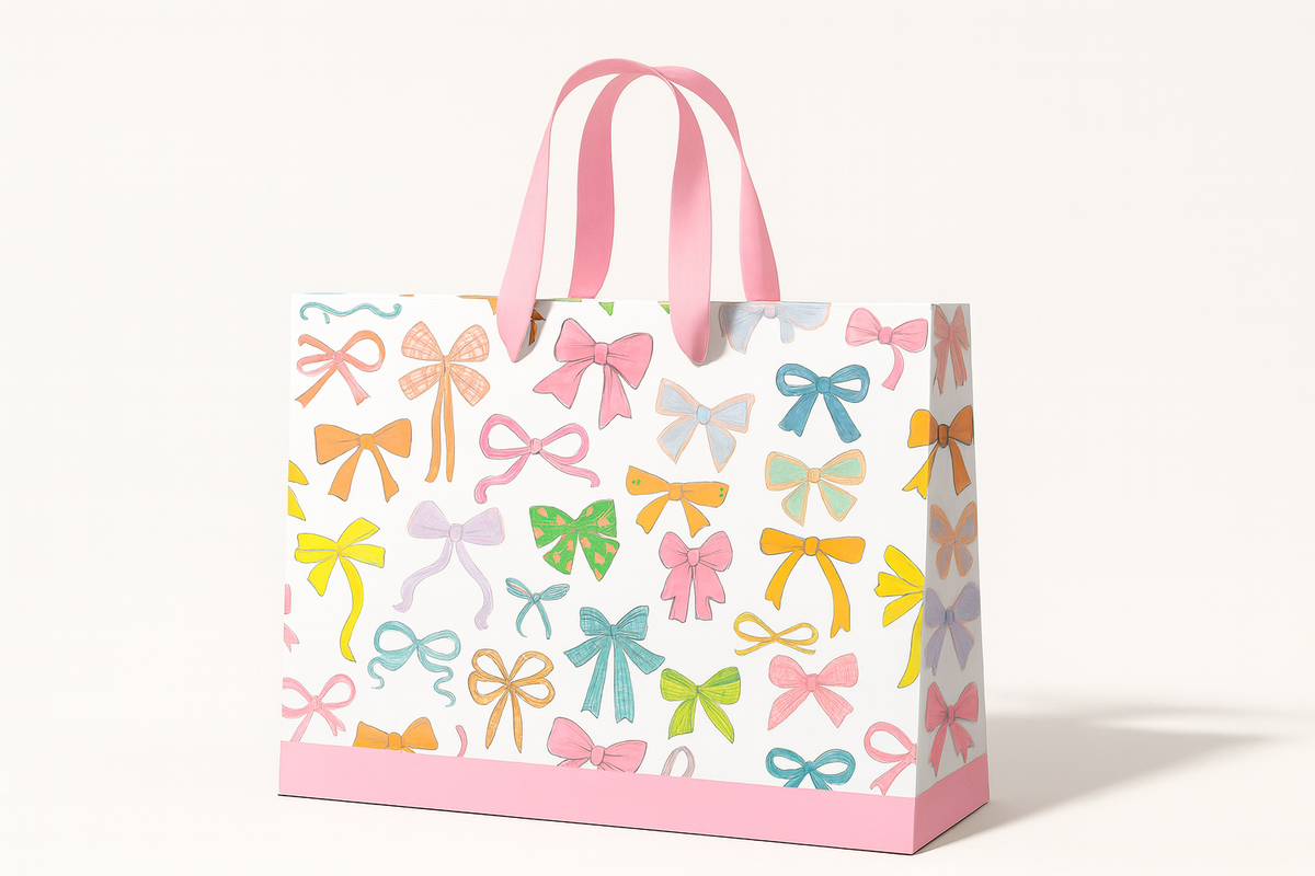 Bow Coquette Colorful Paper Bag Gift Bag: Medium 8x10