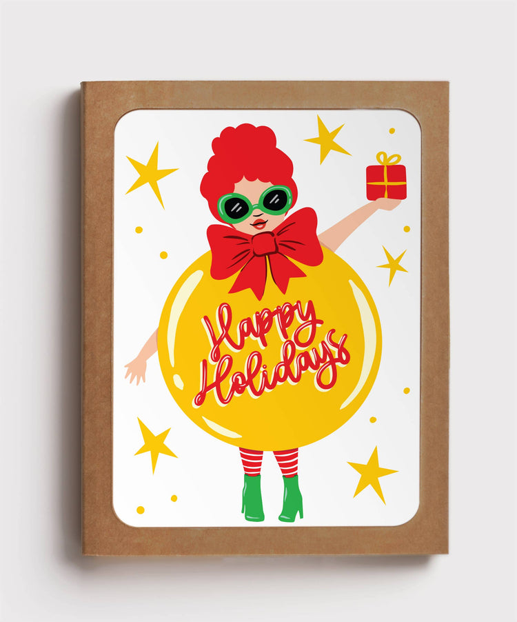 Holiday Ornament Girl | Box set w/8 holiday cards