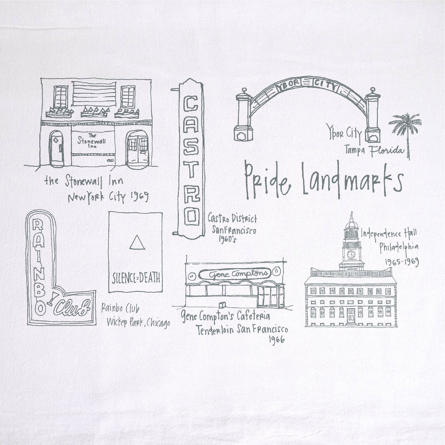 Pride Landmarks Tea Towel