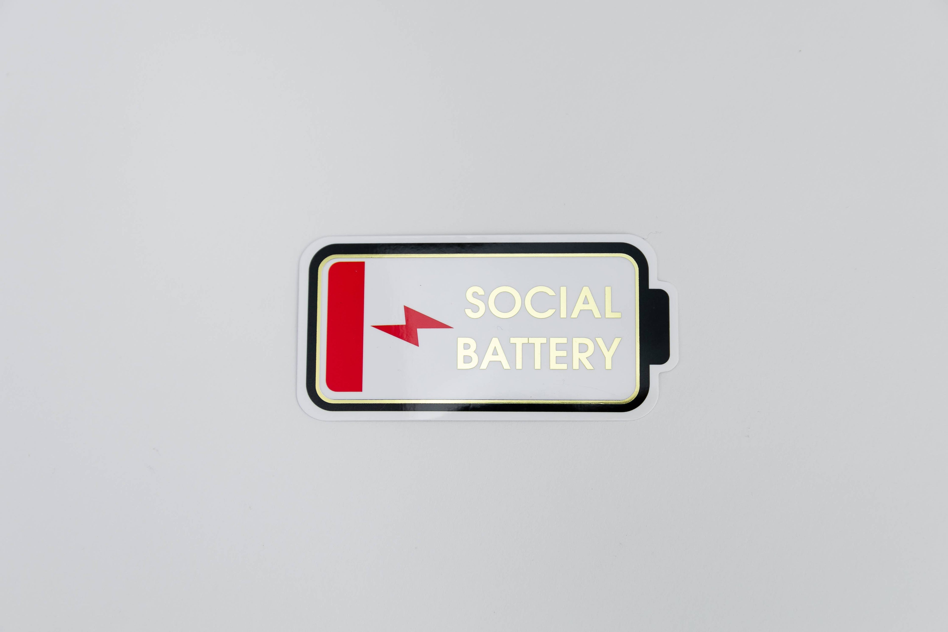 Social Battery - Low Battery - Funny Vinyl Sticker