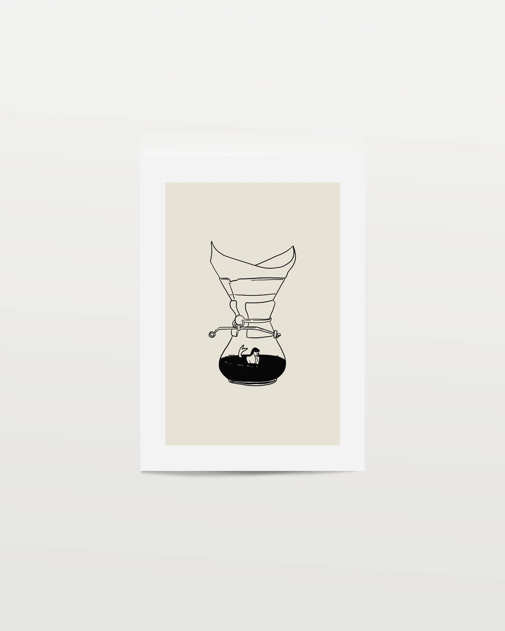 Pour Over Coffee & Mermaid Minimal Art Print: 8x10
