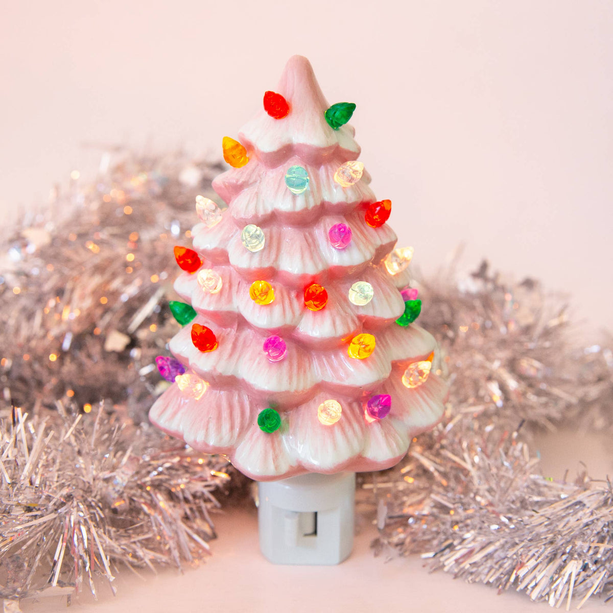 Vintage Tree Night Light - Pink / Christmas Holiday