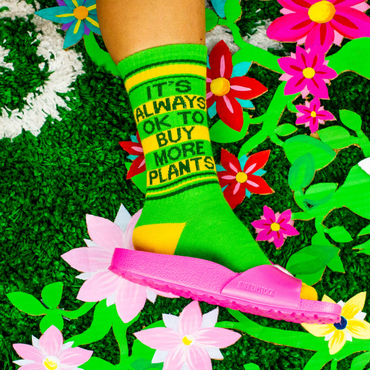 It's Always OK To Buy More Plants Ribbed Gym Socks