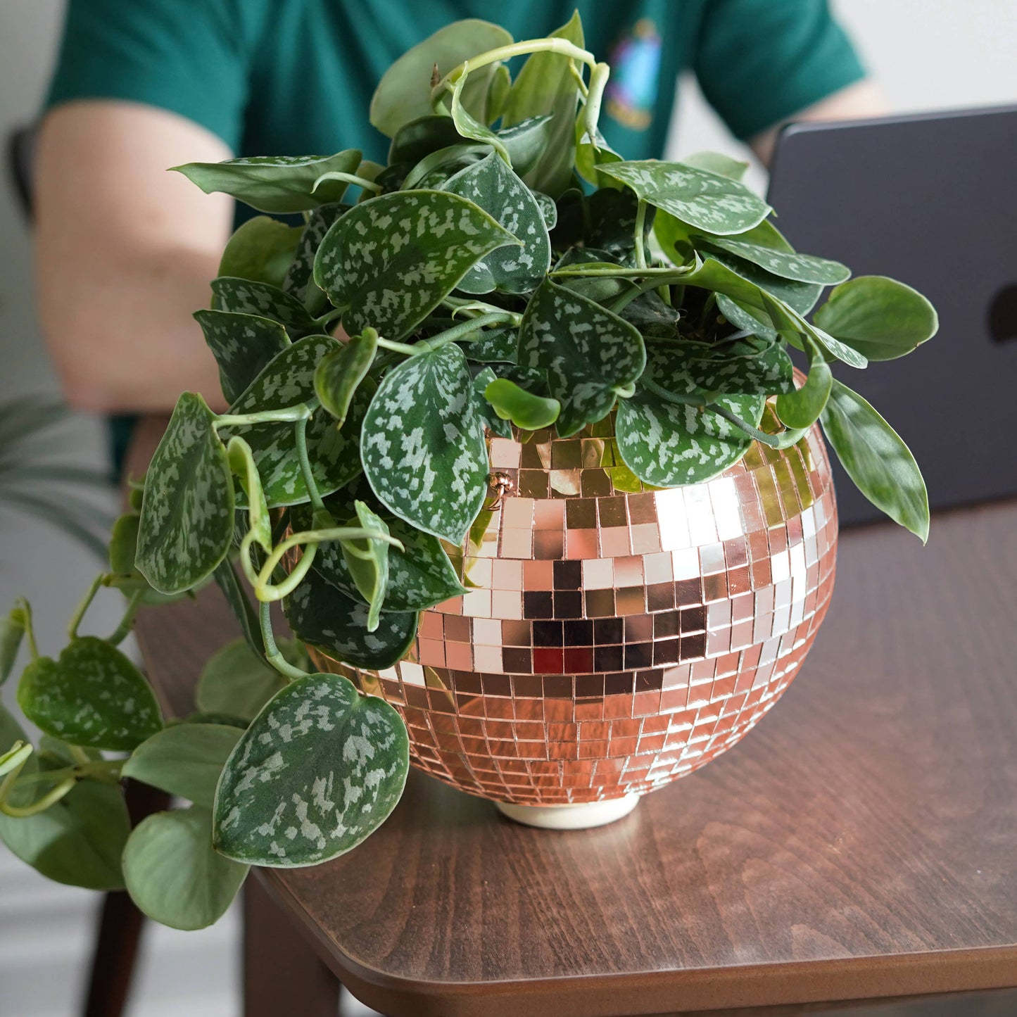 Disco Ball Hanging Planter - Rose Gold