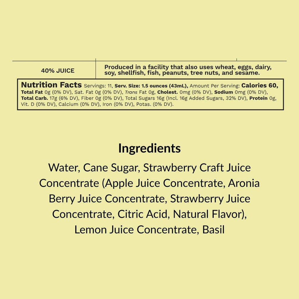 Strawberry & Basil Cocktail and Mocktail Mixer, 16 fl oz
