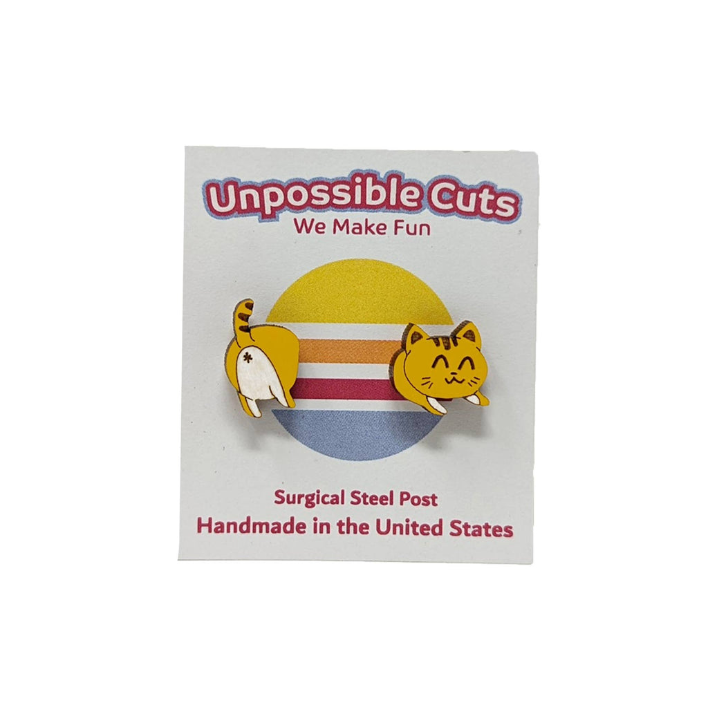 Cat Butt Wood Earrings