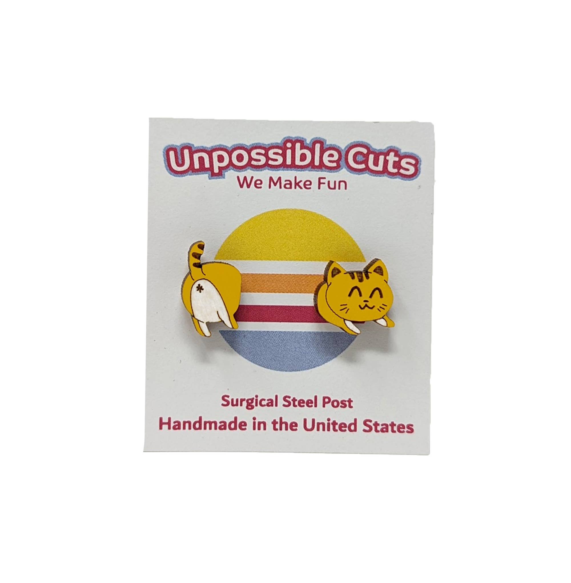 Cat Butt Wood Earrings