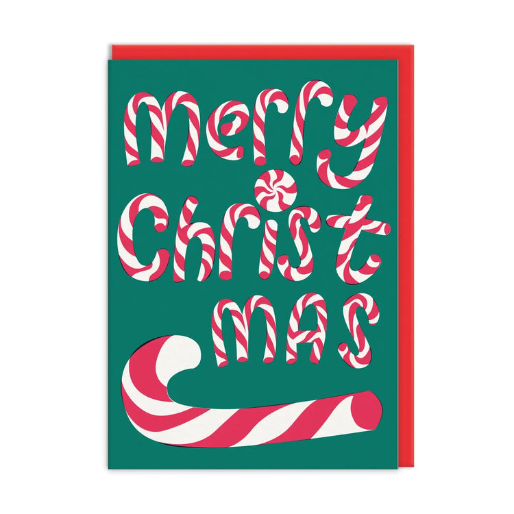 Merry Christmas Candy Cane Pack of 9 Cards
