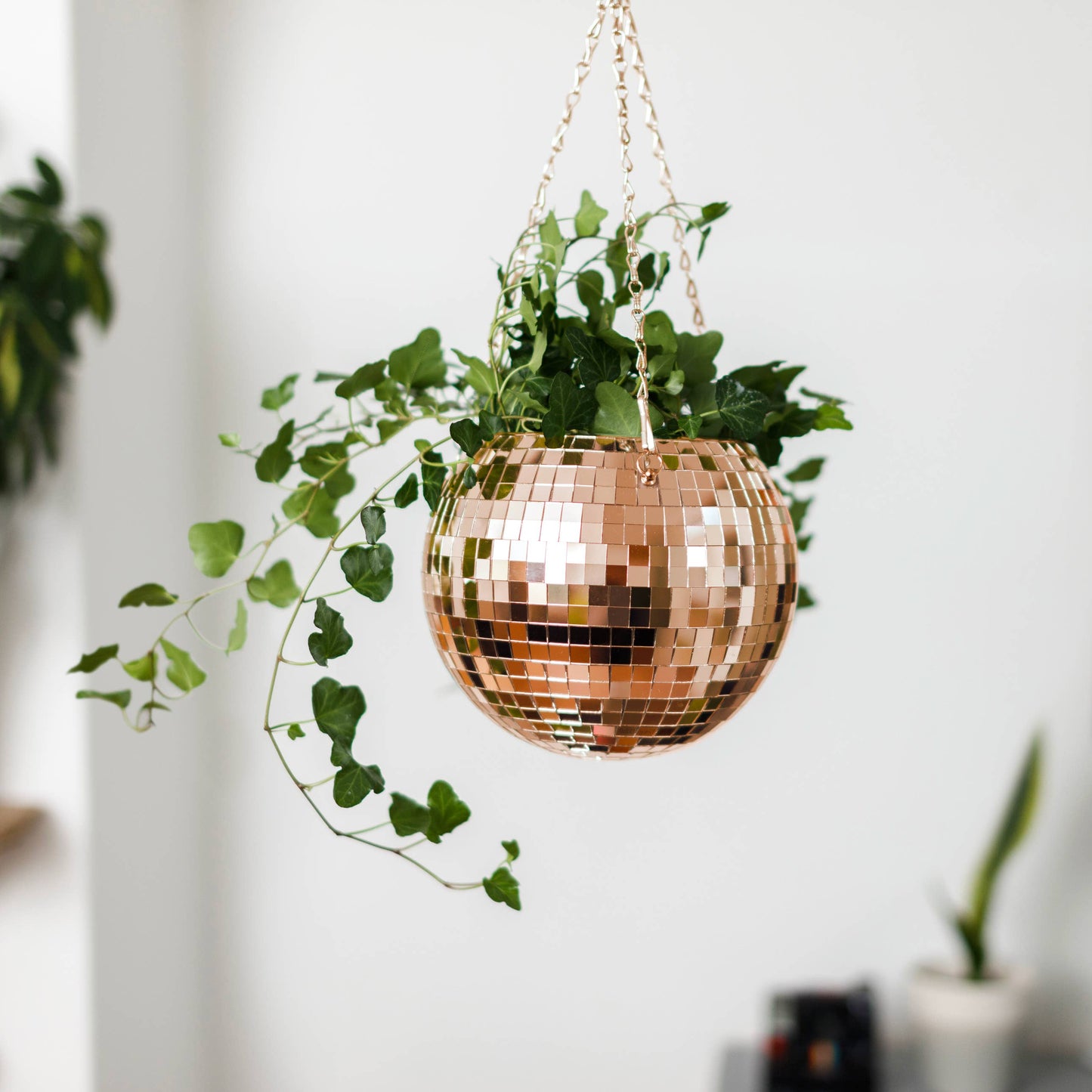 Disco Ball Hanging Planter - Rose Gold