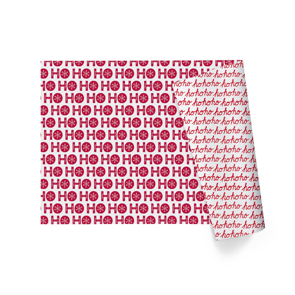 Ho Ho Flake/Ho Ho Ho Cursive 30" x 10’ Holiday Reversible Wrapping Paper