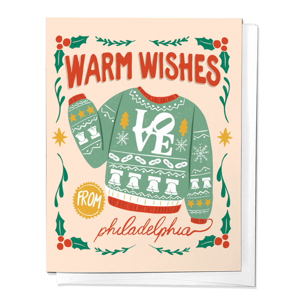 Warm Wishes from Philadelphia Christmas Sweater Greeting Card