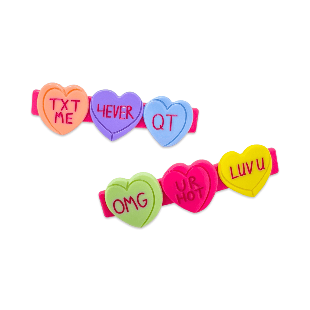 Candy Hearts Alligator Hair Clip Set