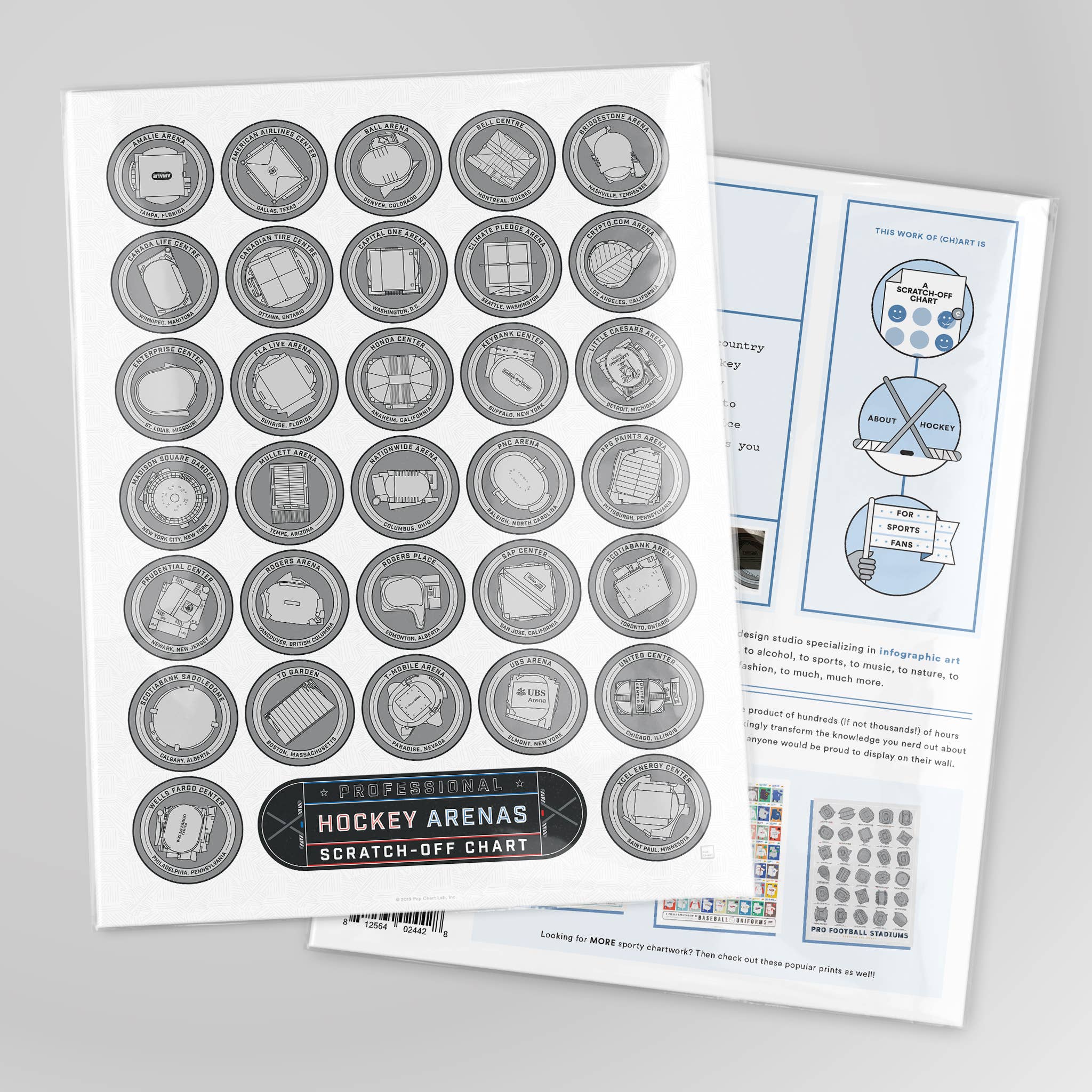 Pro Hockey Arenas Scratch-off Chart | 12" x 16" art print