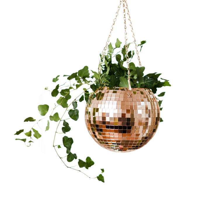 Disco Ball Hanging Planter - Rose Gold