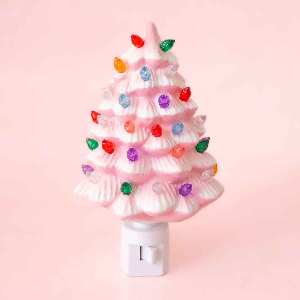 Vintage Tree Night Light - Pink / Christmas Holiday