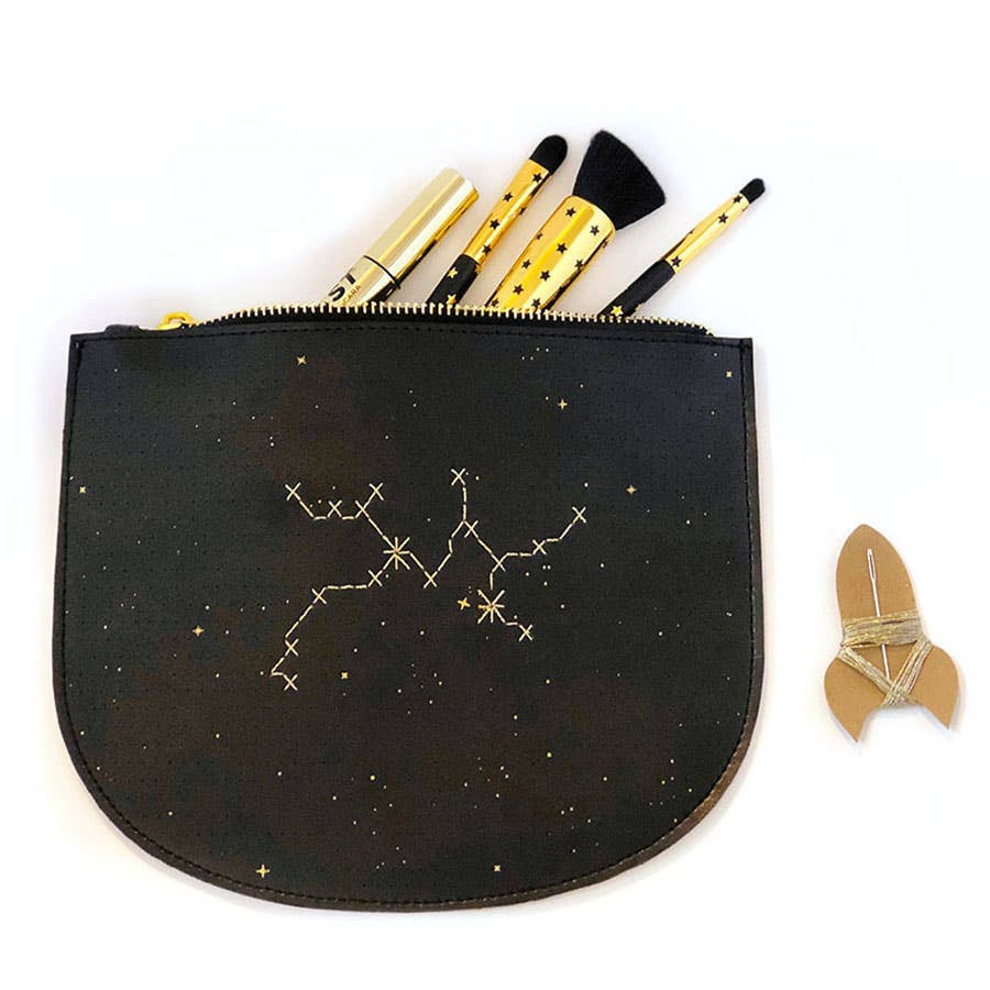 DIY Stitch Your Star Sign Kit -Black Vegan Zip Pouch